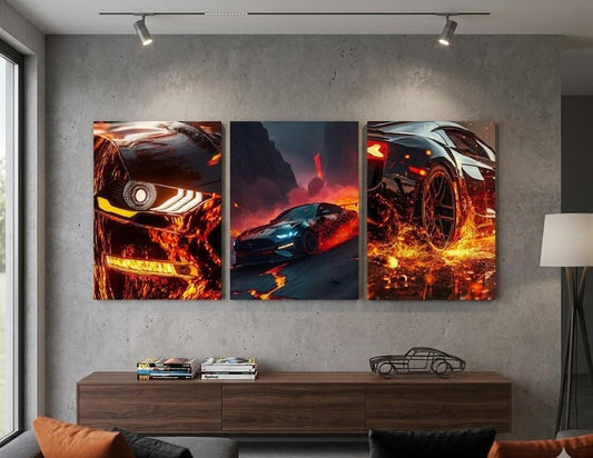3-Piece Sports Car Wall Art