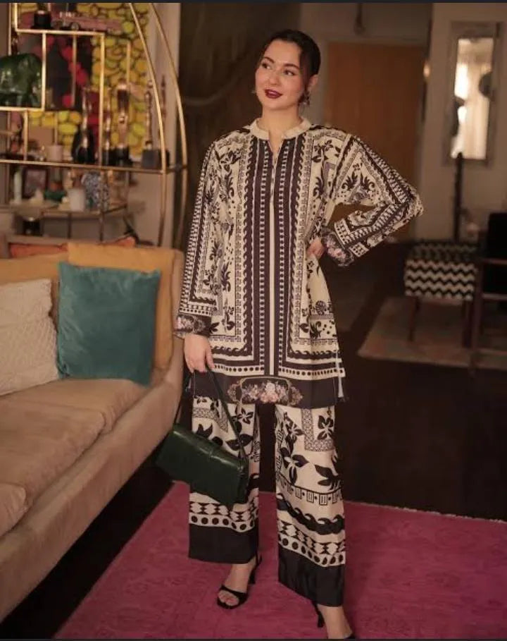 Full Printed Hania Amir Shirt With Printed Flapper 2 Peace