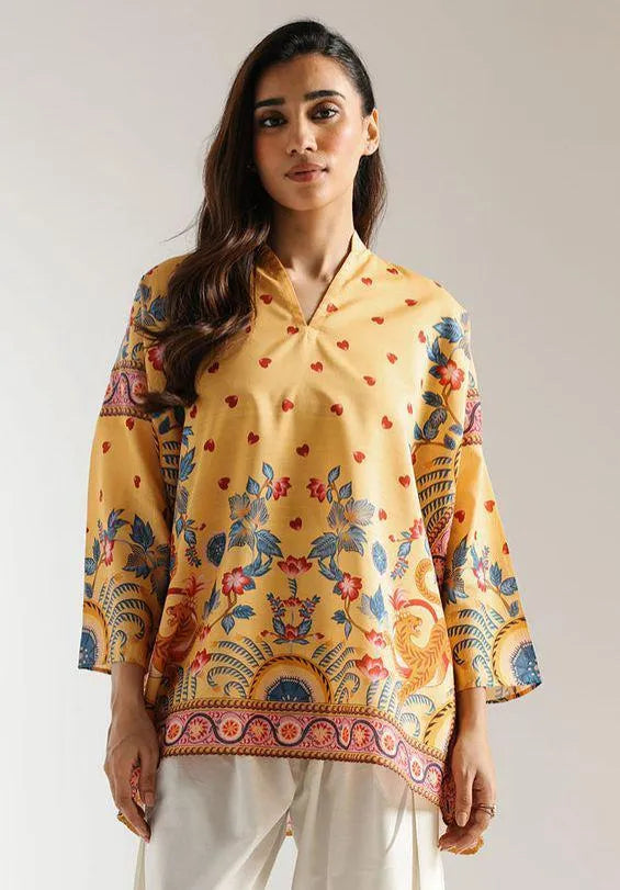 1 Pc Women's Stitched Lawn Printed Top
