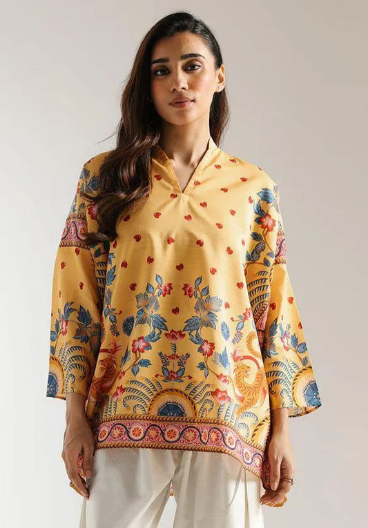 1 Pc Women's Stitched Lawn Printed Top