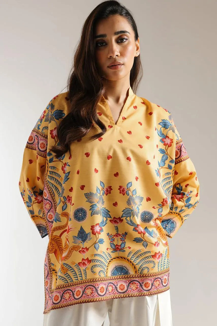 1 Pc Women's Stitched Lawn Printed Top