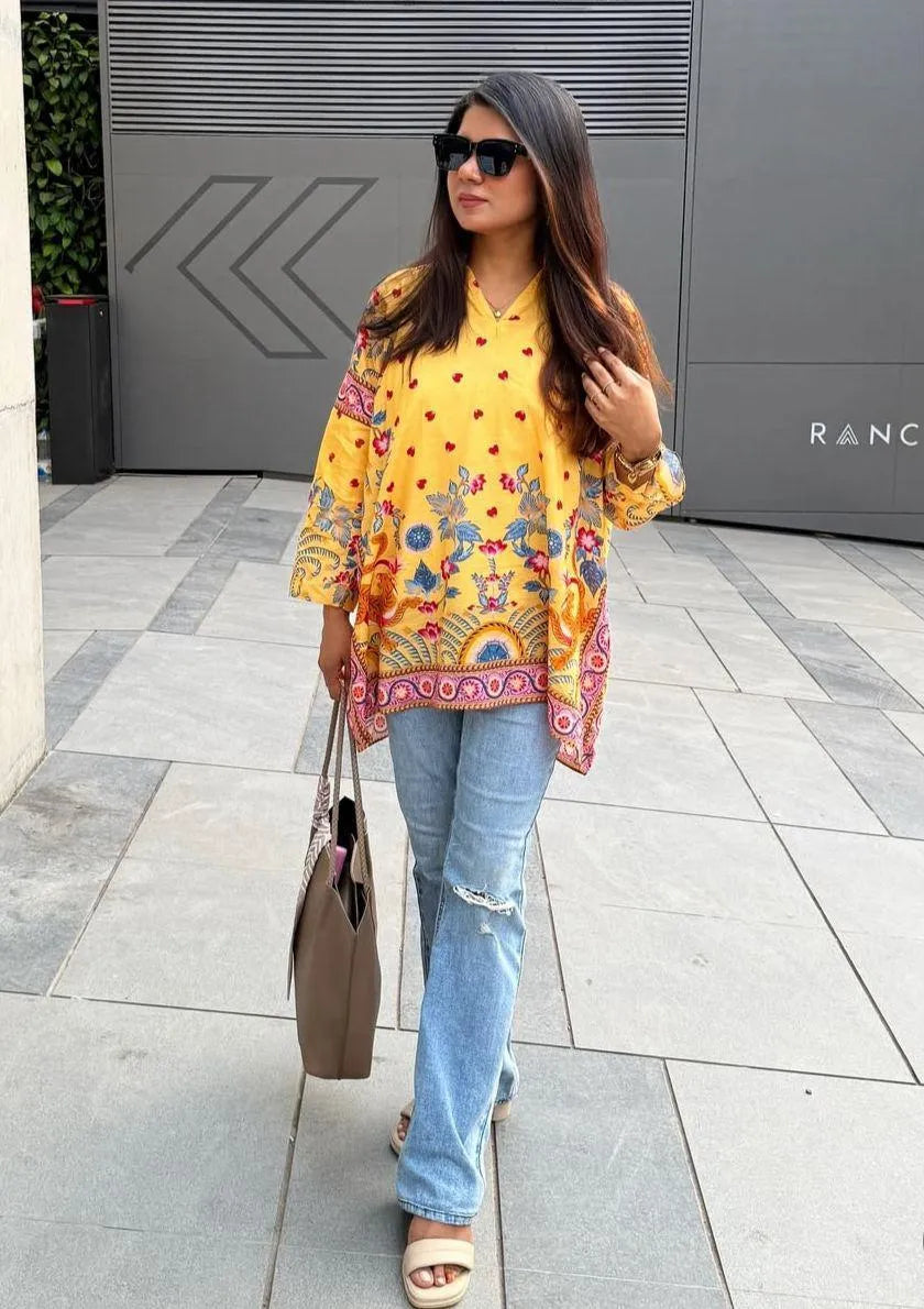 1 Pc Women's Stitched Lawn Printed Top
