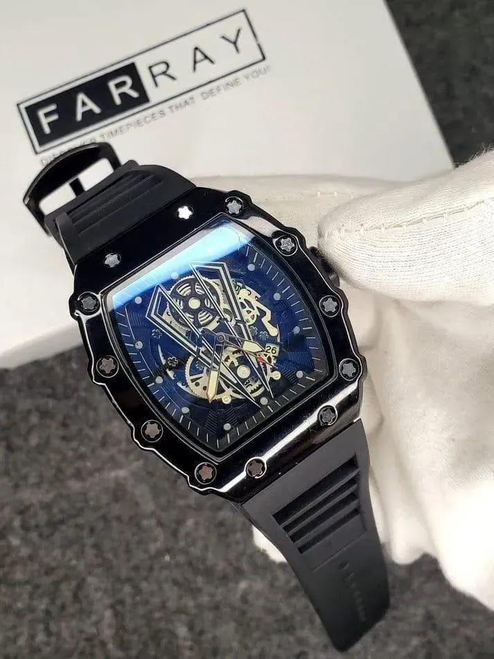 Black Square Skeleton Watch