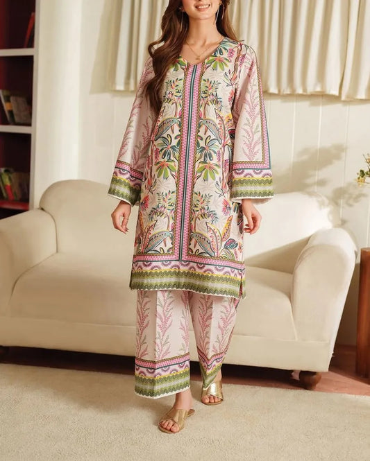 2 Pcs Printed Shirt And Trouser