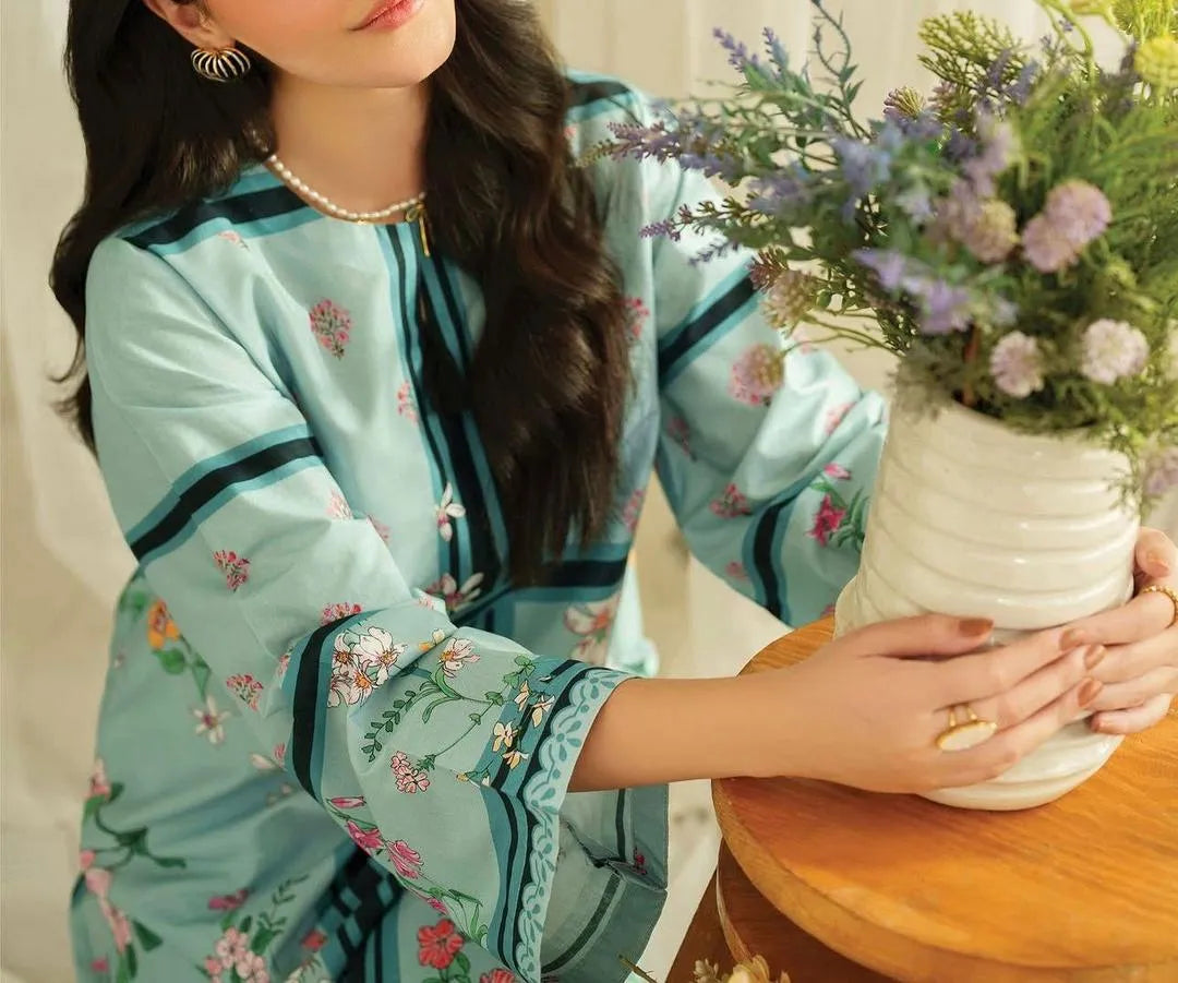 2 Pcs Women's Stitched Grip Printed Shirt And Trouser